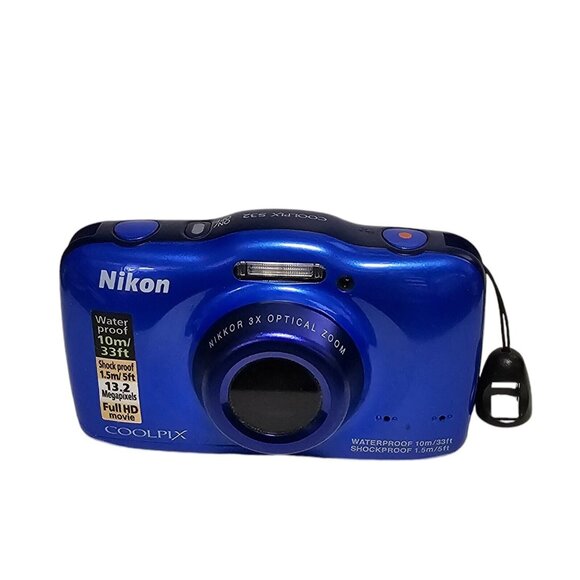 Nikon COOLPIX S32 13.2MP Digital Camera Blue Waterproof Box Battery Charger Card - Picture 5 of 16